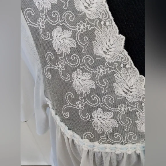 Vanity Fair 60s Vintage Babydoll Nightgown Lace Blue Bow. Made In USA. Excellent - Picture 7 of 12